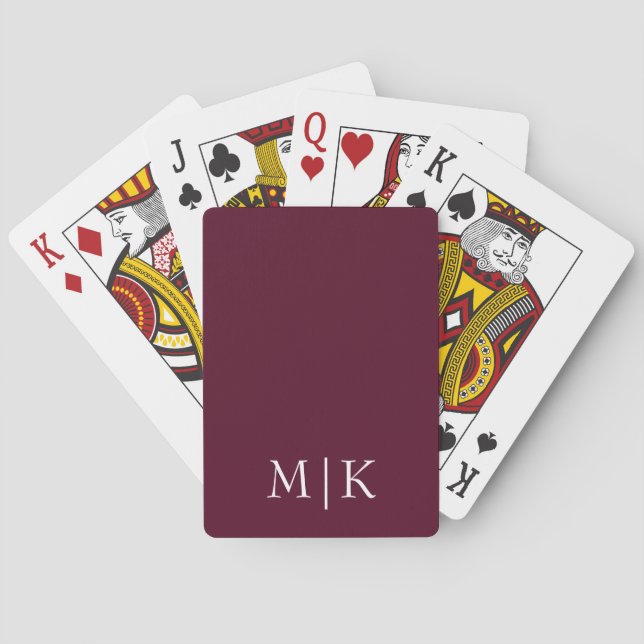 Burgundy och White | Modern Monogram Casinokort (Baksidan)
