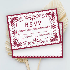 Burgundy och white papel picado Quinceañera OSA Kort