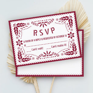 Burgundy och white papel picado Quinceañera OSA Kort