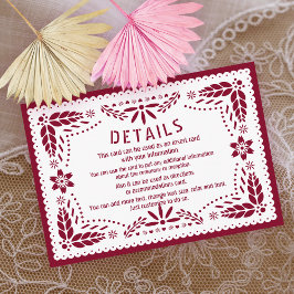 Burgundy och white papel picado Quinceañera Tilläggskort