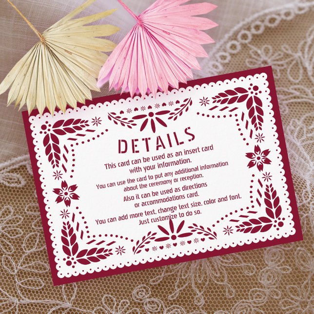 Burgundy och white papel picado Quinceañera Tilläggskort (Skapare uppladdad)