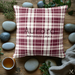 Burgundy och White Play | Anpassningsbar Rustic Ta Kudde