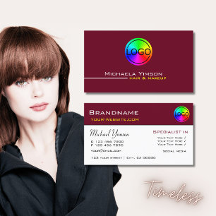 Burgundy och White Simple med Logotyp Professionel Visitkort