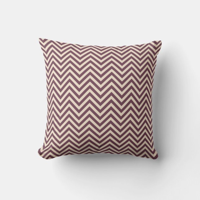 Burgundy off-White Chevron Geometric Mönster Kudde (Framsida)