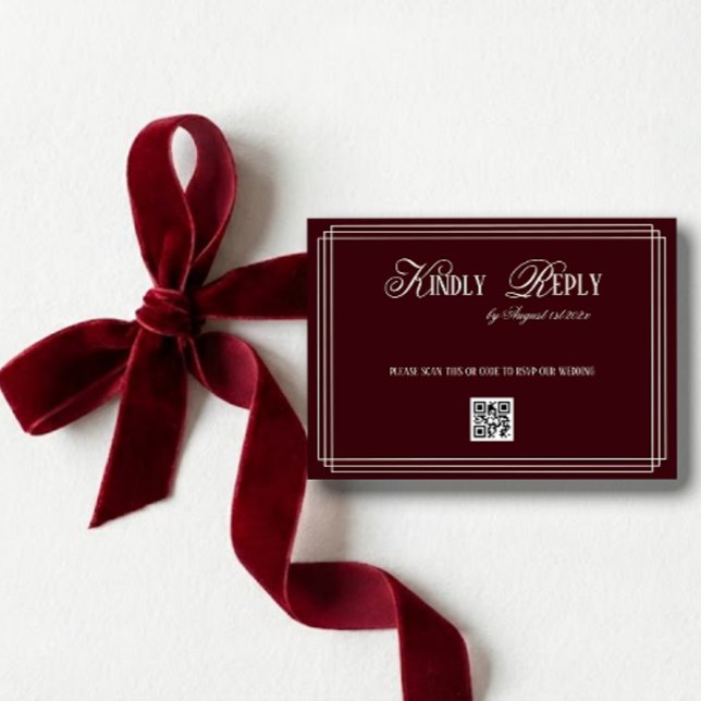 Burgundy Old Money Wedding OSA Kort (Skapare uppladdad)