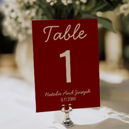  Burgundy Old Money Whimsical Wedding Table Number Inbjudningar