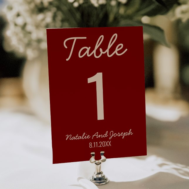  Burgundy Old Money Whimsical Wedding Table Number Inbjudningar (Skapare uppladdad)