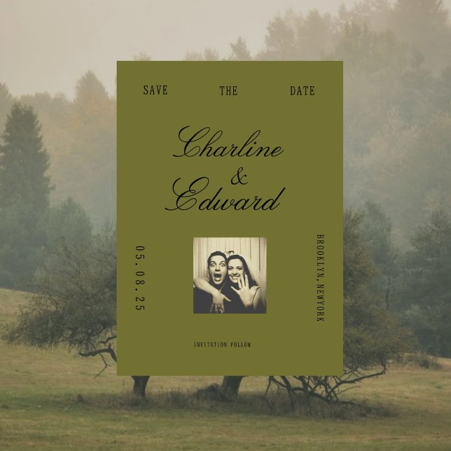 Burgundy & Oliv Vintage Rädda Dagen Spara Datumet (Skapare uppladdad)