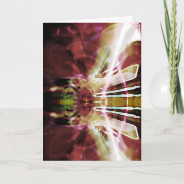 Burgundy Olive White Abstrakt Firecracker Flower Kort (Framsida)