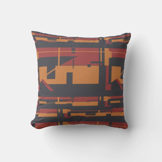 Burgundy Orange Black Southwest Art Abstrakt Kudde (Framsida)