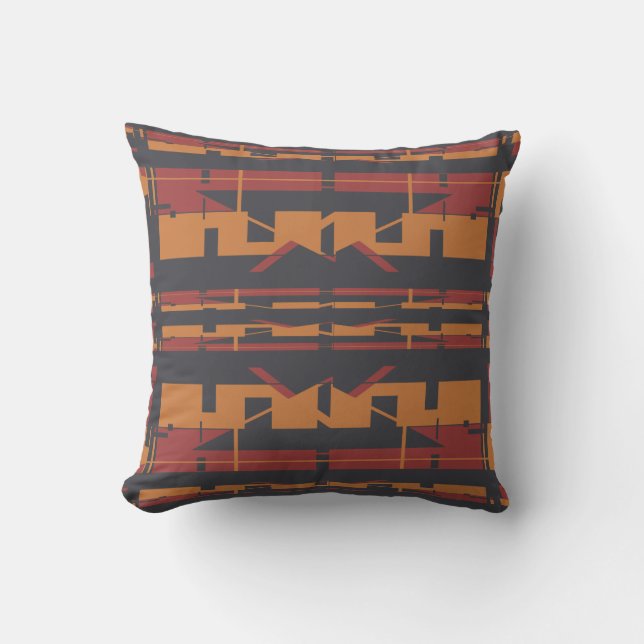 Burgundy Orange Black Symmetrical Southwest look Kudde (Framsida)