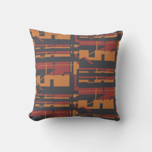 Burgundy Orange Black Uneven Southwest Art-utseend Kudde