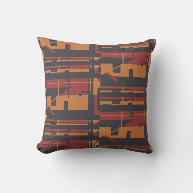 Burgundy Orange Black Uneven Southwest Art-utseend Kudde (Framsida)