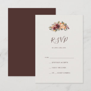 Burgundy Orange Blommig Beige RSVP-kort OSA Kort