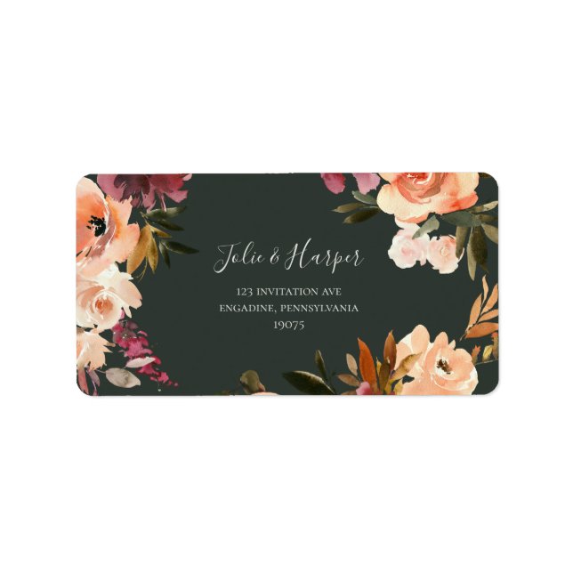 Burgundy Orange Blommigt | Adressetiketter för OSA (Framsidan)