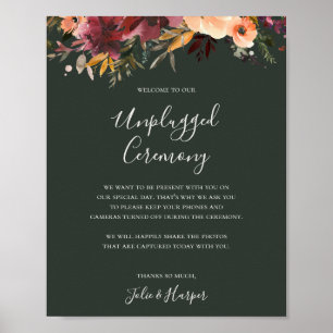 Burgundy Orange Blommigt Ceremoni utan nätanslut Poster