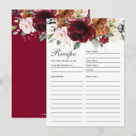 Burgundy Orange -  Blommigt - mottagare för Bride  Tack Kort