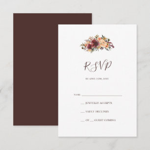 Burgundy Orange Blommigt OSA kort