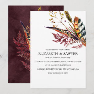 Burgundy & Orange Boho Fall Wedding Inbjudningar