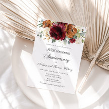 Burgundy Orange Elfenbenskusten Blommigt Bröllop-å