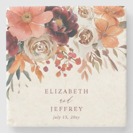 Burgundy Orange Floral Fall Wedding Stenunderlägg