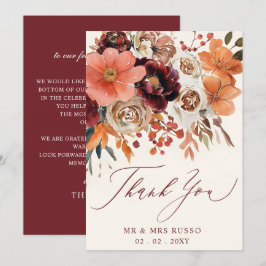 Burgundy Orange Floral Fall Wedding  Tack Kort