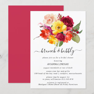 Burgundy Orange Gult Rosa Möhippa Brunch BubLY Inbjudningar