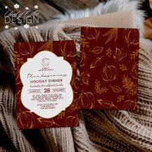 Burgundy Orange Pumpkin Löv Thanksgiving Dinner