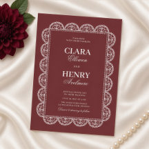 Burgundy Ornate Lace Frame Bröllop
