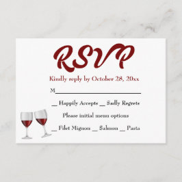 Burgundy OSA Champagne Vin Glass Bröllop Kort