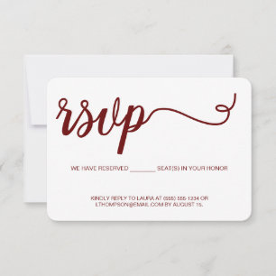 Burgundy OSA skript Bröllop Reserved Seat Kort
