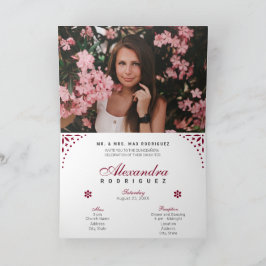 Burgundy Papel Picado Mis Quince Años Inbjudan