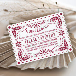 Burgundy papel picado scalloped inbjudningar