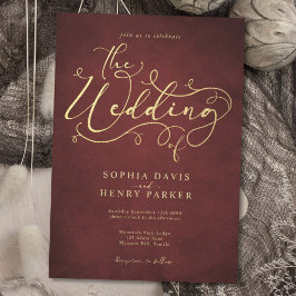 Burgundy Parchment Rustic Flourish Calligraphy Inv Inbjudningar