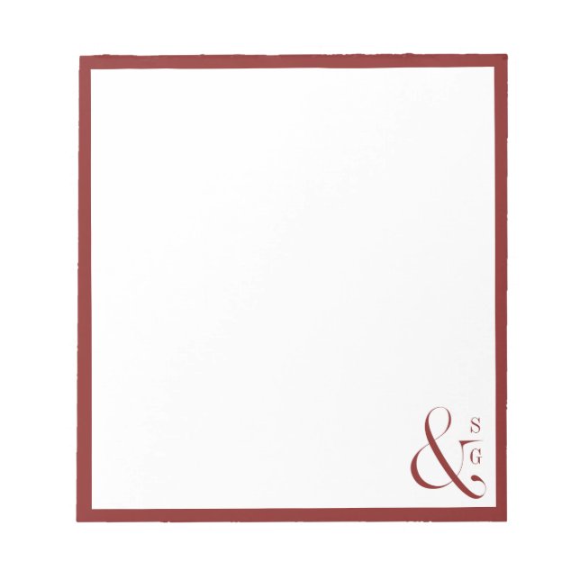Burgundy-parets monogram personlig Stationery Anteckningsblock (Framsida)