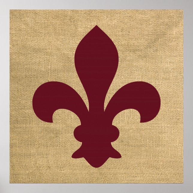 Burgundy Parisian Moods Fleur de Lys Poster (Framsidan)