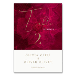 Burgundy Passion Bröllop Bordsnummer