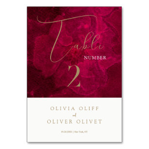 Burgundy Passion Bröllop Bordsnummer