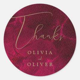 Burgundy Passion Bröllop Runt Klistermärke