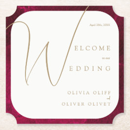 Burgundy Passion Bröllop Underlägg Papper