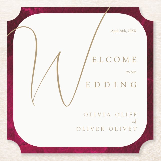 Burgundy Passion Bröllop Underlägg Papper (Framsida)