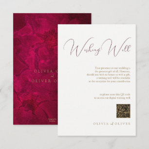 Burgundy Passion Bröllop Wishing well QR Code Tilläggskort