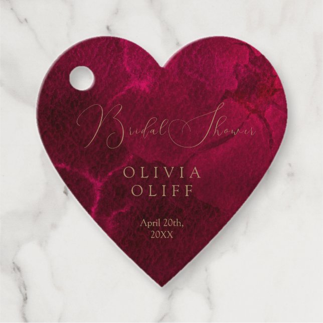 Burgundy Passion Bröllopsdusch Gåvor Etiketter (Framsida)