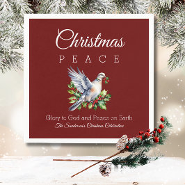 Burgundy Peace Dove Holly Christian Christmas Pappersservett