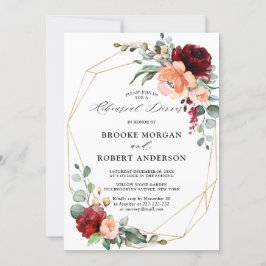 Burgundy Peach Coral Rosa ros Rehearsal Dinner I Inbjudningar