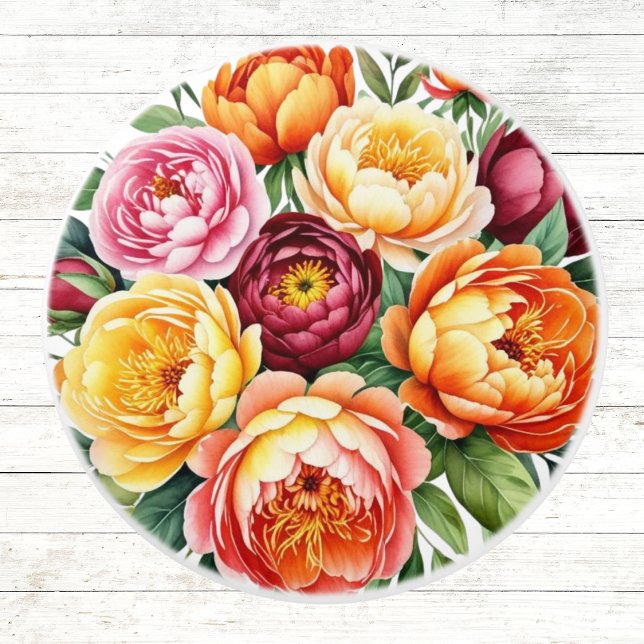 Burgundy Peach Flowers Rosa Peony Blommönster Knopp (Skapare uppladdad)