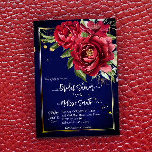 Burgundy peonies royal blue blommigt möhippa inbjudningar