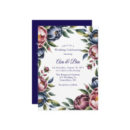 Burgundy  Peony Bröllop Inbjudningar