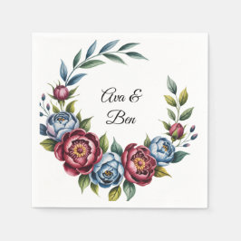 Burgundy Peony och Blue Ro Bröllop Pappersservett
