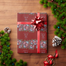 Burgundy Peony och Blue Ro Bröllop Presentpapper